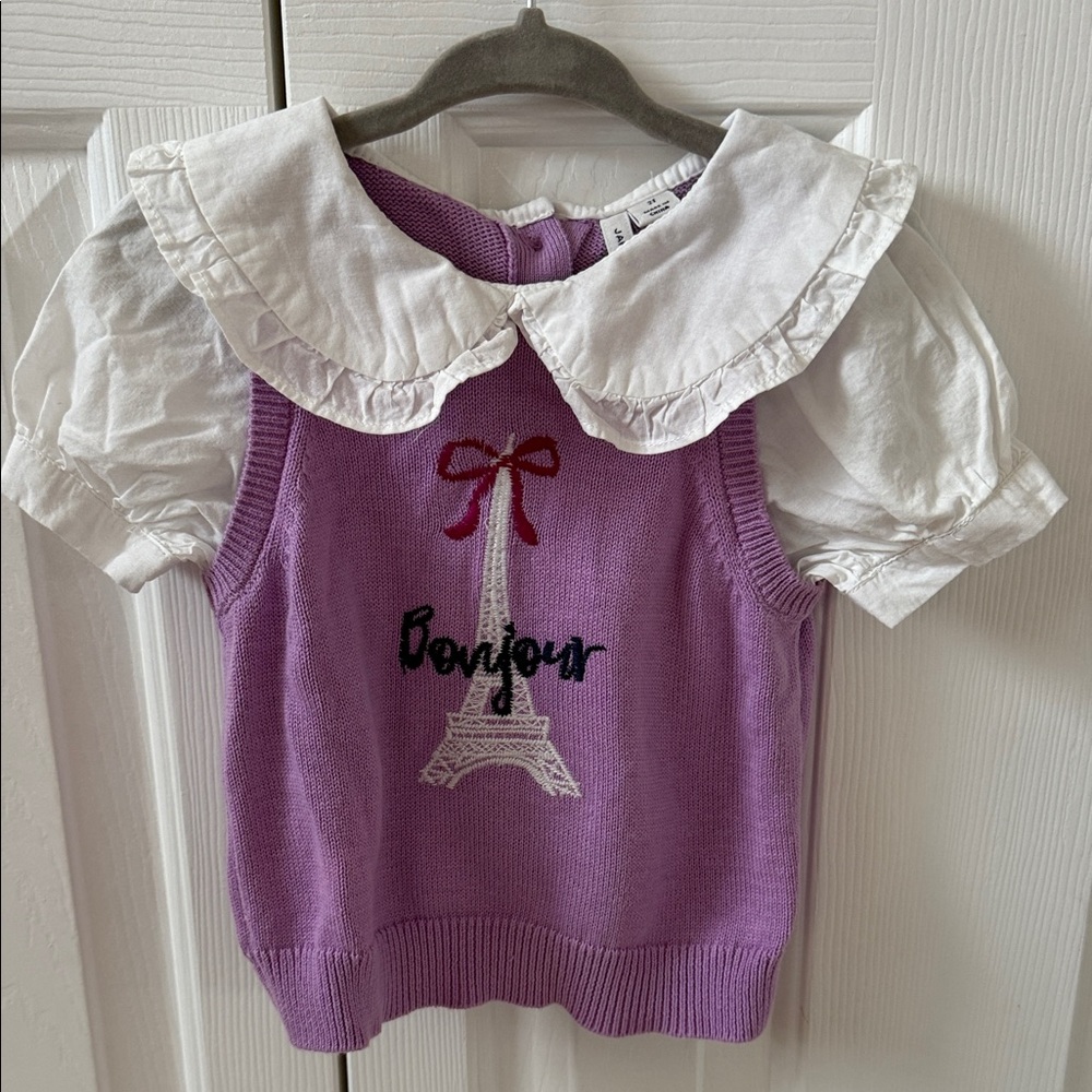 Janie and Jack Purple Bonjour Top